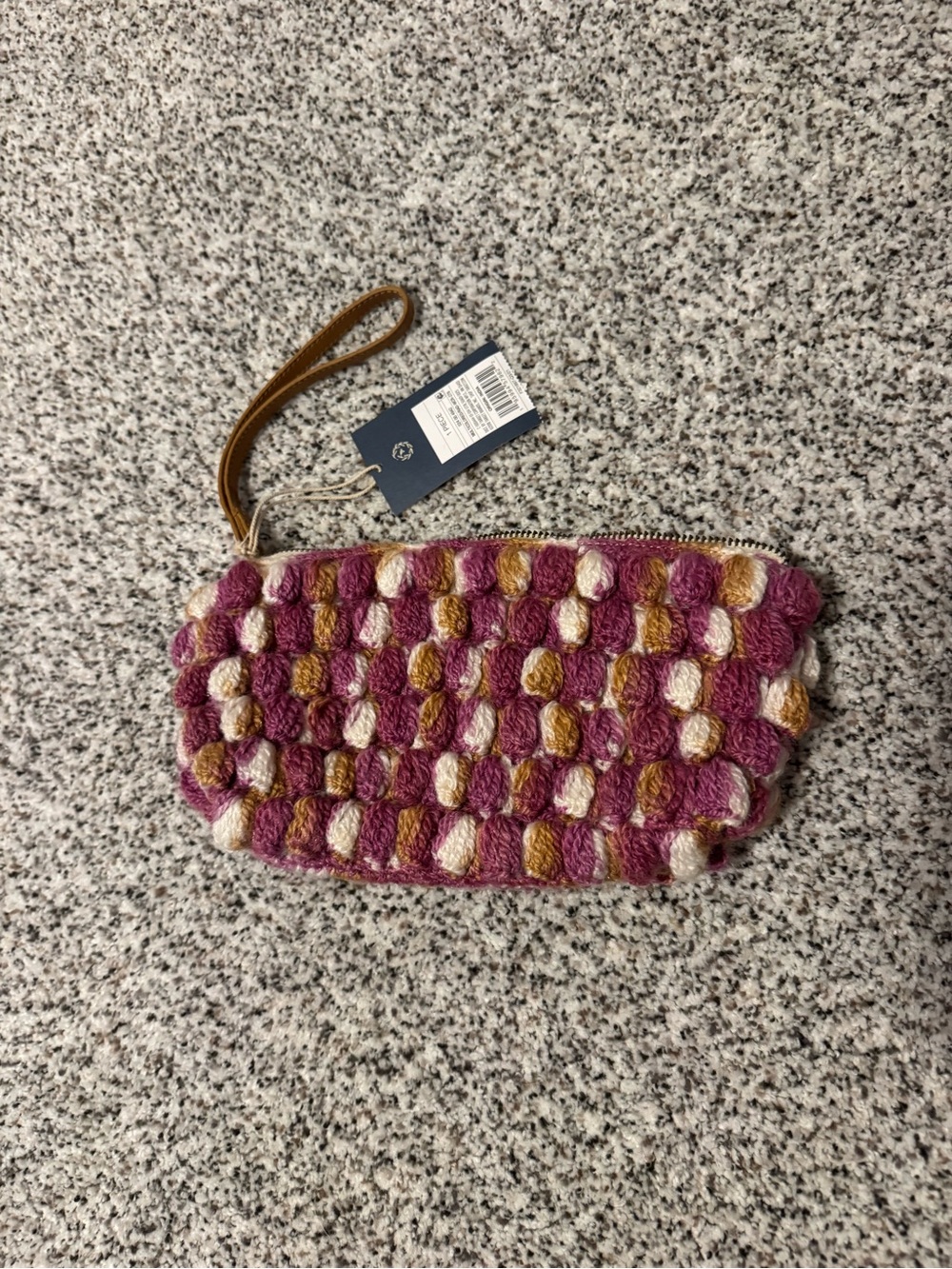 Universal Thread Bubble Woven Wristlet in Plum, Gold & Cream